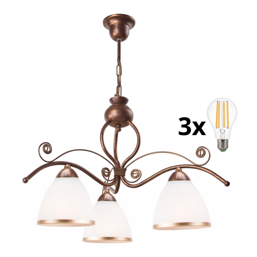 Brilagi - LED Csillár láncon ANTICO 3xE27/60W/230V bronz patina