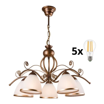 Brilagi - LED Csillár láncon ANTICO 5xE27/60W/230V bronz patina