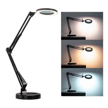 Brilagi - LED Dimmelhető asztali lámpa nagyítóval LENS LED/12W/5V 3000/4200/6000K fekete