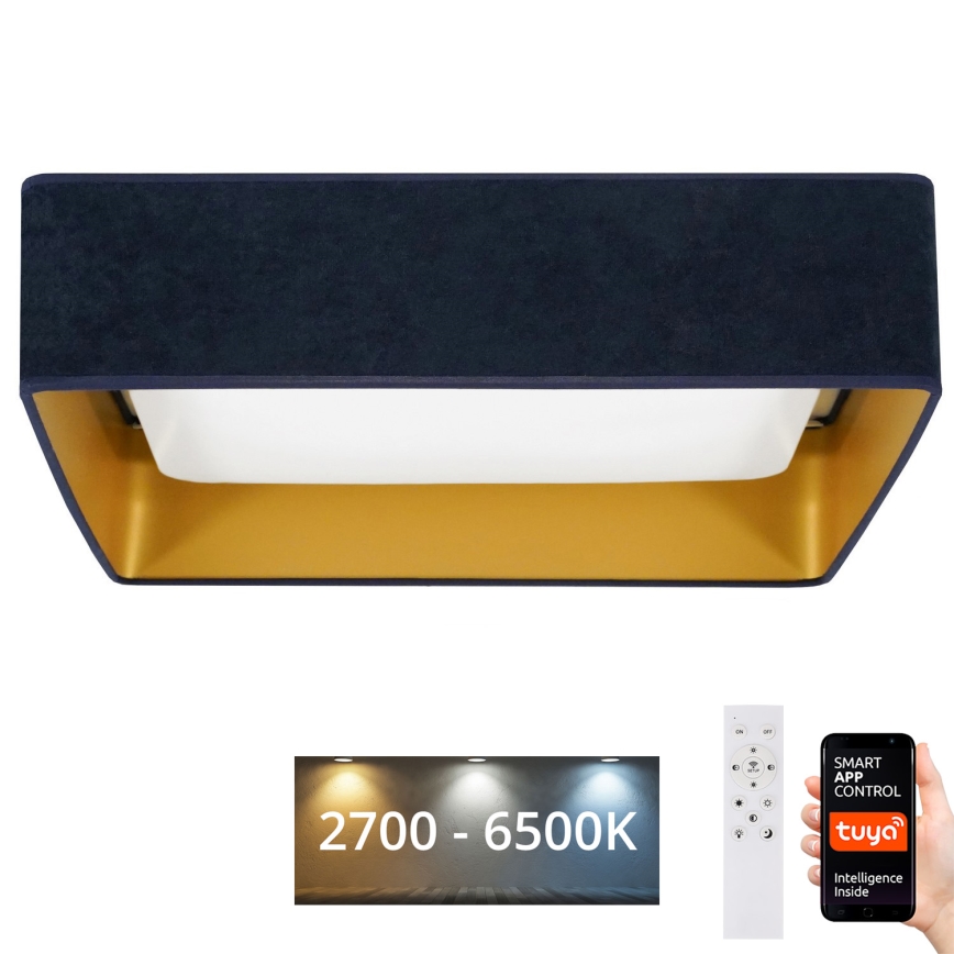 Brilagi - LED Dimmelhető mennyezeti lámpa VELVET SQUARE SMART LED/36W/230V 2700-6500K Wi-Fi Tuya + távirányítás sötét kék