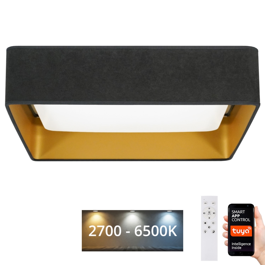 Brilagi - LED Dimmelhető mennyezeti lámpa VELVET SQUARE SMART LED/36W/230V 2700-6500K Wi-Fi Tuya + távirányítás szürke