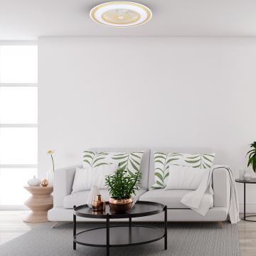 Brilagi - LED Dimmelhető lámpa ventilátorral RONDA LED/48W/230V 3000-6000K arany + távirányító