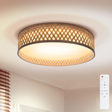 Brilagi - LED Dimmelhető mennyezeti lámpa CAMILA LED/48W/230V 3000-6500K bambusz átm. 40 cm + távirányítás