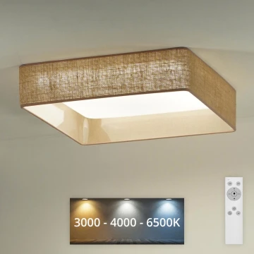 Brilagi - LED Dimmelhető mennyezeti lámpa VELVET SQUARE LED/24W/230V 3000/4000/6500K + távirányítás barna