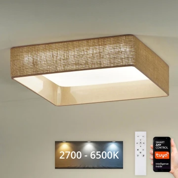 Brilagi - LED Dimmelhető mennyezeti lámpa VELVET SQUARE SMART LED/36W/230V 2700-6500K Wi-Fi Tuya + távirányítás barna