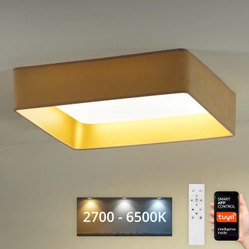 Brilagi - LED Dimmelhető mennyezeti lámpa VELVET SQUARE SMART LED/36W/230V 2700-6500K Wi-Fi Tuya + távirányítás bézs