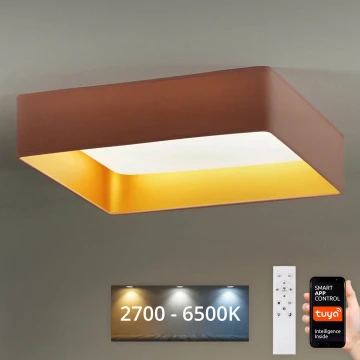 Brilagi - LED Dimmelhető mennyezeti lámpa VELVET SQUARE SMART LED/36W/230V 2700-6500K Wi-Fi Tuya + távirányítás rózsaszín