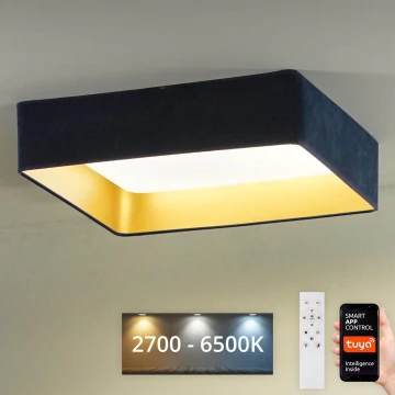 Brilagi - LED Dimmelhető mennyezeti lámpa VELVET SQUARE SMART LED/36W/230V 2700-6500K Wi-Fi Tuya + távirányítás sötét kék