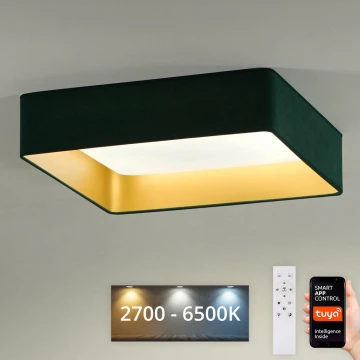 Brilagi - LED Dimmelhető mennyezeti lámpa VELVET SQUARE SMART LED/36W/230V 2700-6500K Wi-Fi Tuya + távirányítás zöld