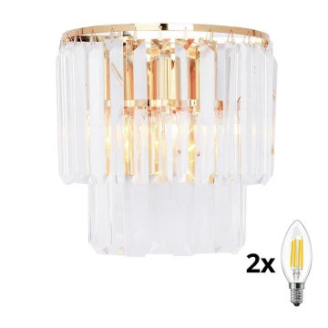 Brilagi - LED Fali kristály lámpa MOZART 2xE14/40W/230V arany