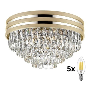 Brilagi - LED Kristály mennyezeti lámpa VELURE 5xE14/40W/230V arany