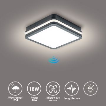 Brilagi - LED Kültéri lámpa érzékelővel BENE LED/18W/230V 22x22 cm antracit IP54