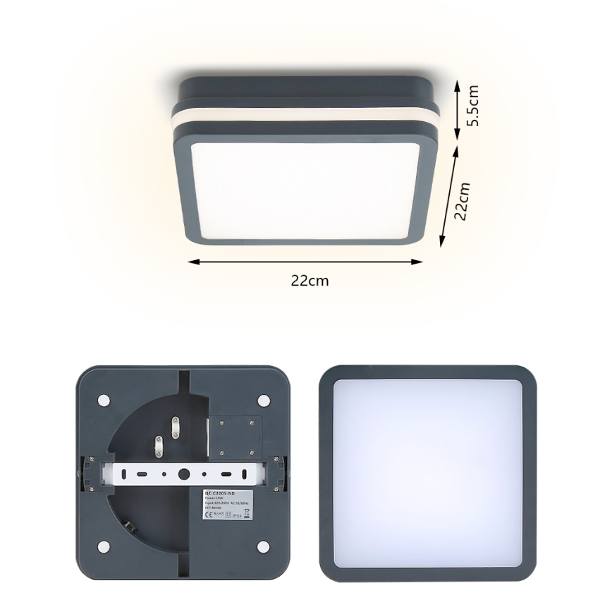 Brilagi - LED Kültéri lámpa érzékelővel BENE LED/18W/230V 22x22 cm antracit IP54