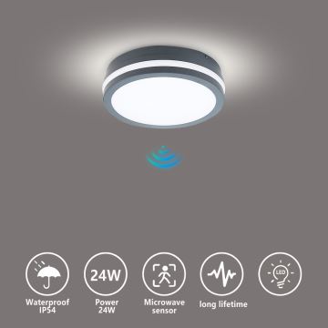 Brilagi - LED Kültéri lámpa érzékelővel BENE LED/18W/230V átm. 22 cm antracit IP54