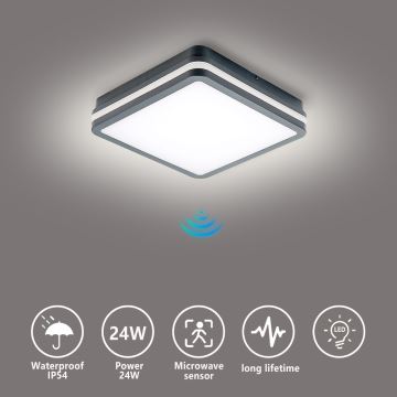 Brilagi - LED Kültéri lámpa érzékelővel BENE LED/24W/230V 26x26 cm antracit IP54