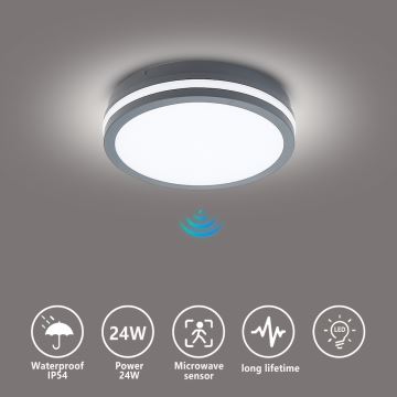 Brilagi - LED Kültéri lámpa érzékelővel BENE LED/24W/230V átm. 26 cm antracit IP54