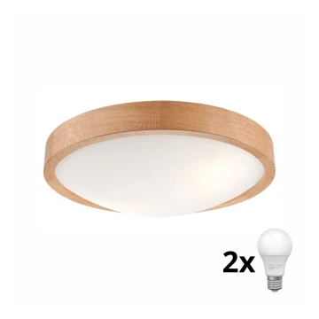 Brilagi - LED Mennyezeti lámpa CARVALHO SLIM 2xE27/60W/230V tölgy átm. 37 cm