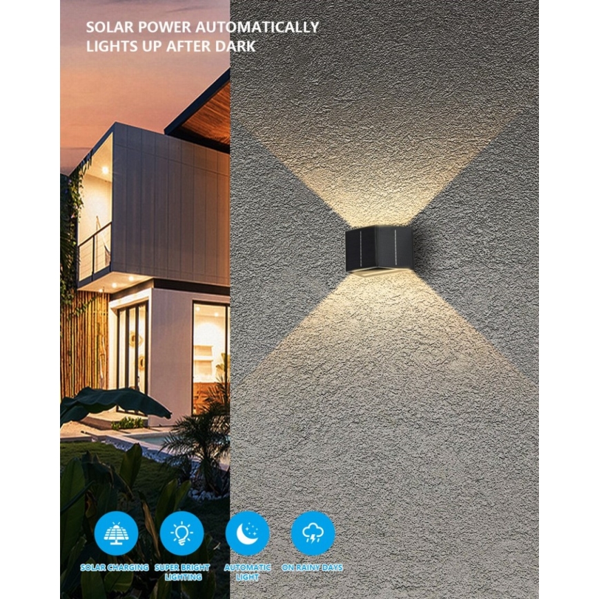 Brilagi - LED Napelemes fali lámpa érzékelővel SOLAR CUBE LED/2W/3,2V IP54