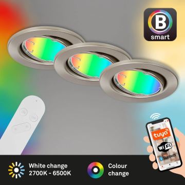 Brilo - KÉSZLET 3x LED RGBW Dimmelhető fürdőszobai lámpa 1xGU10/4,9W/230V 2700-6500K Wi-Fi Tuya IP23 + távirányítás