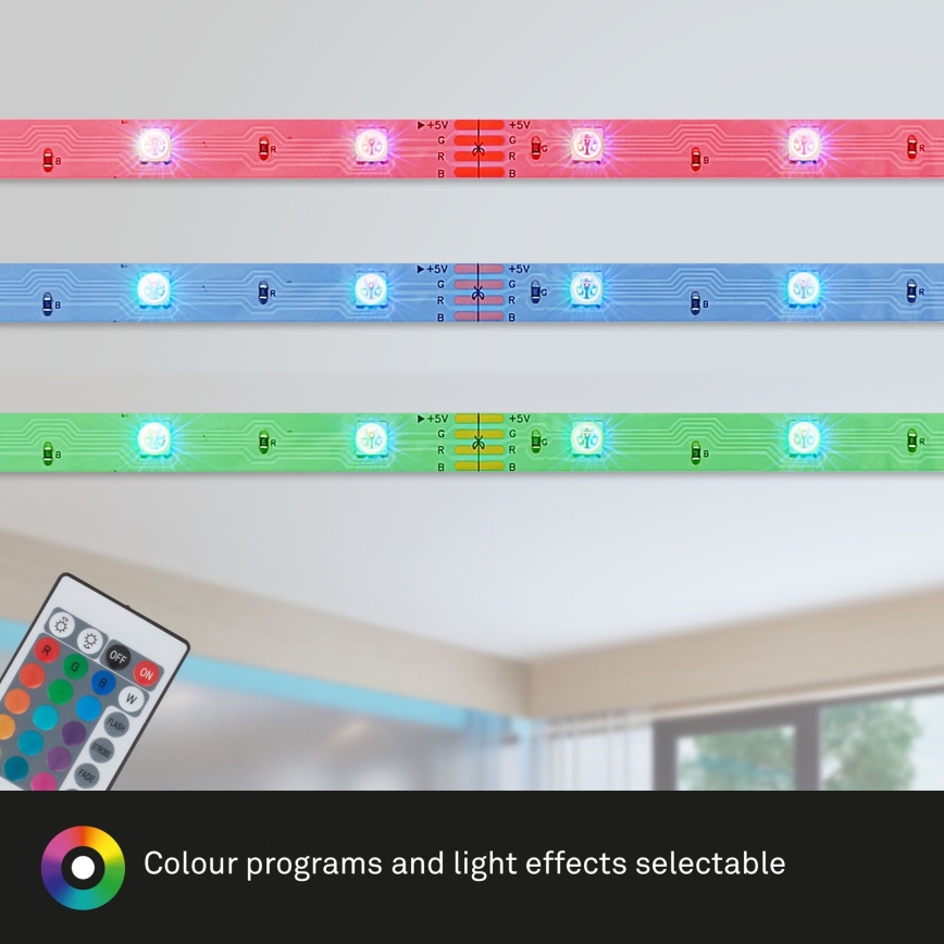 Brilo - LED RGB Dimmelhető szalag 6,6m LED/6W/USB + távirányítás