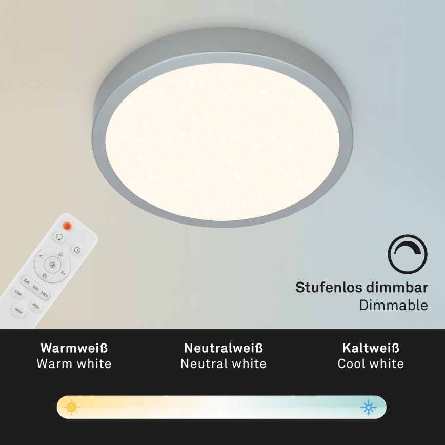 Briloner 3701-014 - LED Dimmelhető mennyezeti lámpa RUNA LED/18W/230V 2700-6500K ezüst + távirányítás