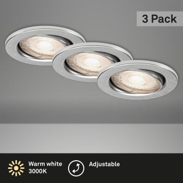 Briloner 7144-039 - Készlet 3x LED Fürdőszobai beépíthető lámpa SLIDE 1xGU10/4W/230V IP23