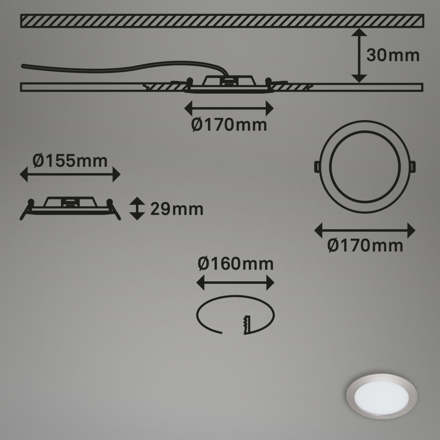 Briloner 7286-016 - LED Fürdőszobai beépíthető lámpa LED/12W/230V IP44