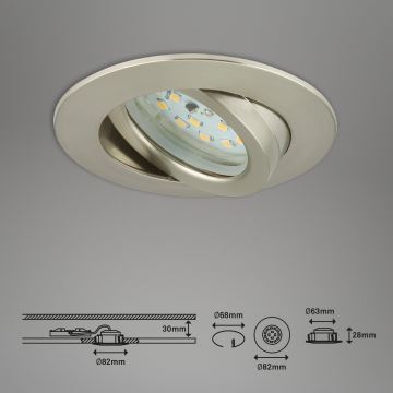 Briloner 7296-012 - LED Dimmelhető fürdőszobai beépíthető lámpa ATTACH LED/6,5W/230V IP23 króm