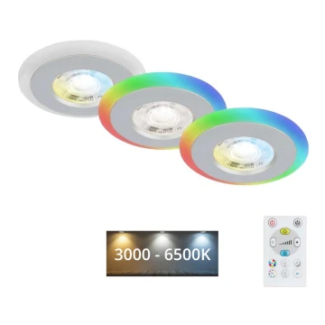 Briloner - KÉSZLET 3x LED RGBW Dimmelhető fürdőszobai fügesztett mennyezeti lámpa LED/5W/230V 3000-6500K IP44 + távirányítás