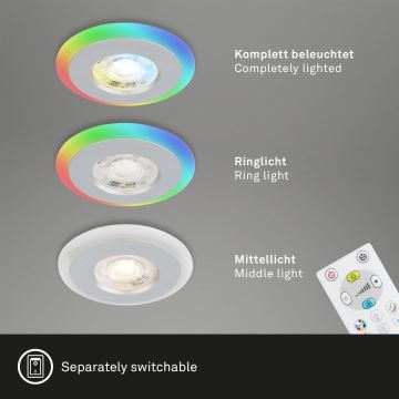 Briloner - KÉSZLET 3x LED RGBW Dimmelhető fürdőszobai fügesztett mennyezeti lámpa LED/5W/230V 3000-6500K IP44 + távirányítás