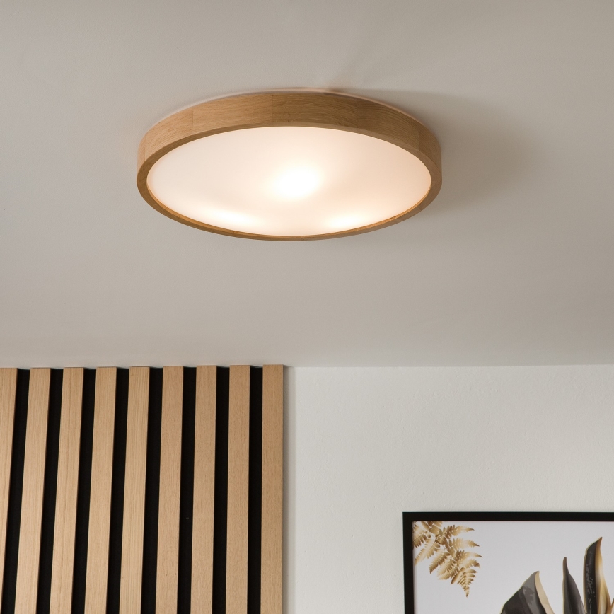 Ceiling Light OAK SLIM 3×E27/60W/230V Oak ø 47 cm