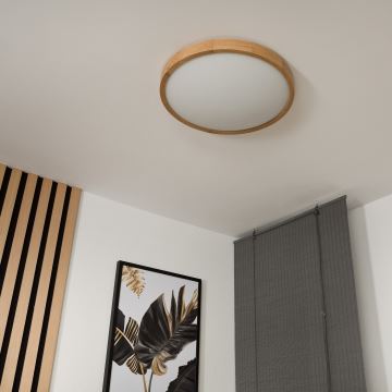 Ceiling Light OAK SLIM 3×E27/60W/230V Oak ø 47 cm