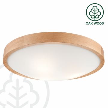 Ceiling Light OAK SLIM 3×E27/60W/230V Oak ø 47 cm