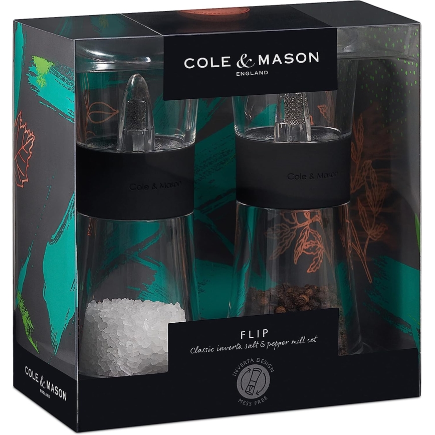 Cole&Mason - Só- és borsdaráló készlet FLIP 2 db 15,4 cm fekete