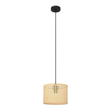 Csillár zsinóron ALBA 1xE27/60W/230V á. 20 cm rattan/fekete