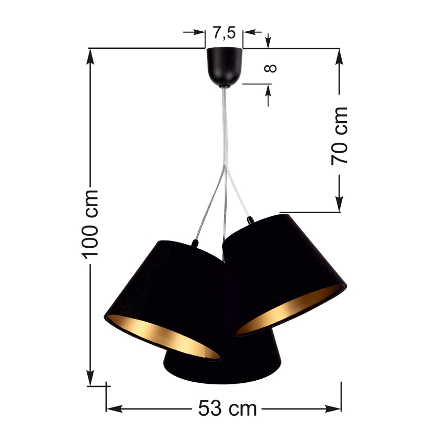 Csillár zsinóron AMBROSIA 3xE27/60W/230V