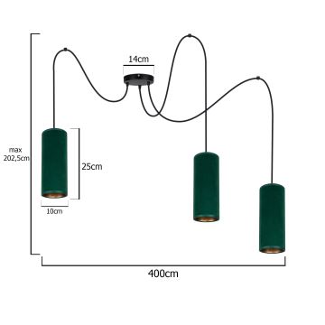 Csillár zsinóron AVALO 3xE27/60W/230V zöld