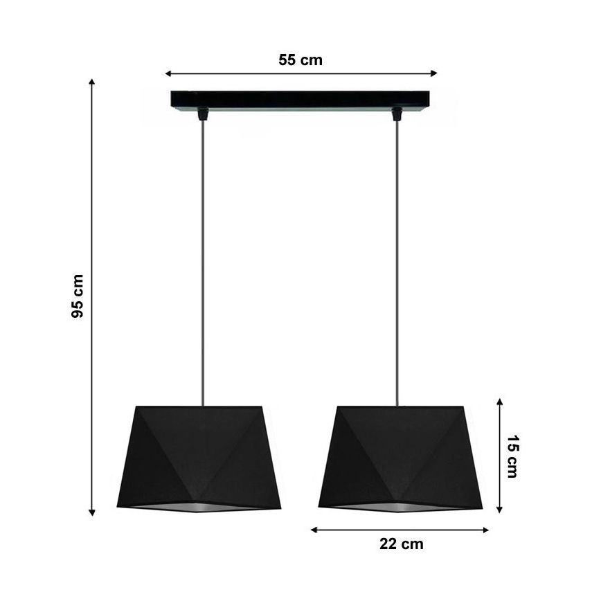 Csillár zsinóron DIAMENT 2xE27/60W/230V fekete