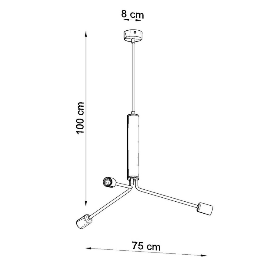 Csillár zsinóron DUOMO 3D 3xE27/60W/230V fekete