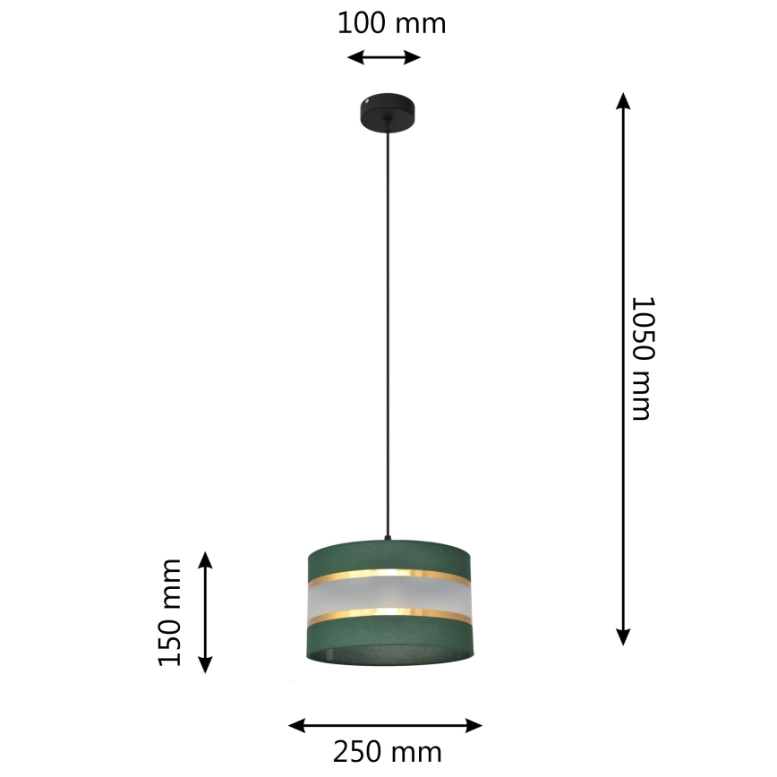 Csillár zsinóron HELEN 1xE27/60W/230V átm. 25 cm zöld/arany