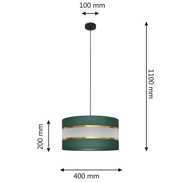 Csillár zsinóron HELEN 1xE27/60W/230V átm. 40 cm zöld/arany