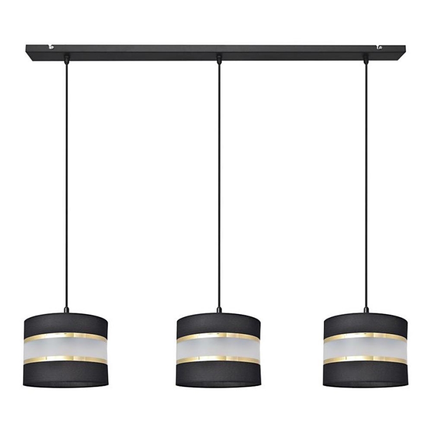 Csillár zsinóron HELEN 3xE27/15W/230V fekete/arany