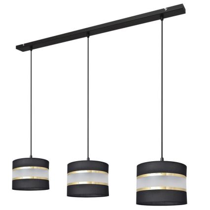 Csillár zsinóron HELEN 3xE27/15W/230V fekete/arany