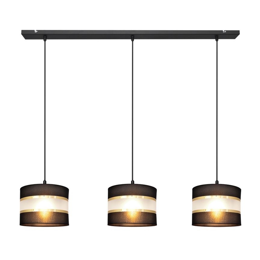 Csillár zsinóron HELEN 3xE27/15W/230V fekete/arany