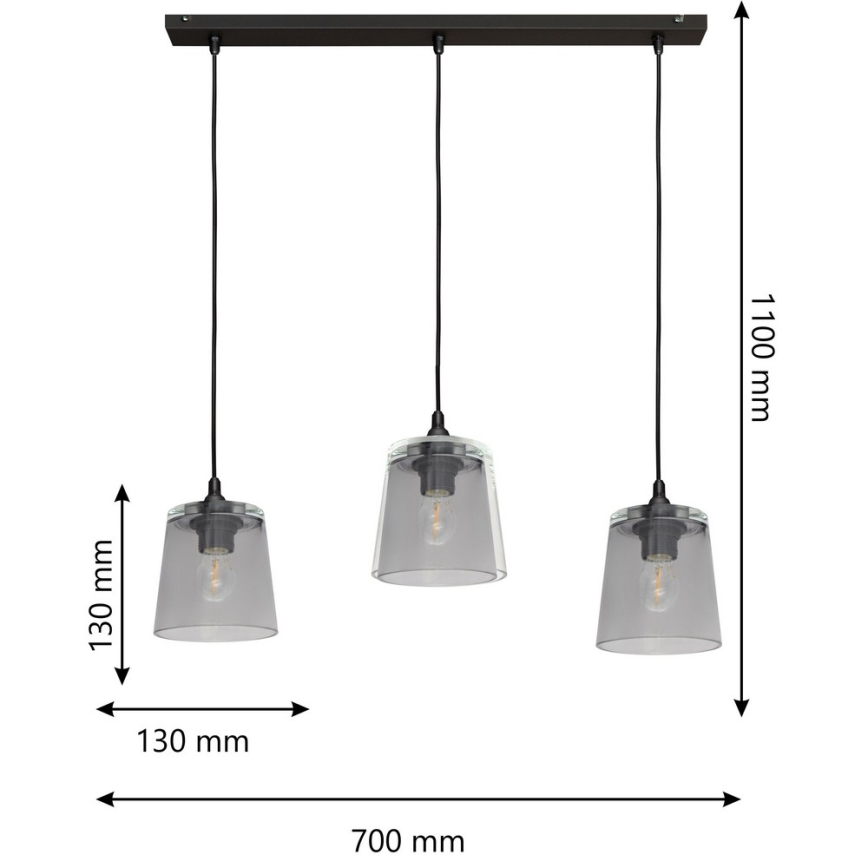 Csillár zsinóron LUCEA 3xE27/60W/230V