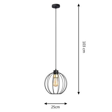 Csillár zsinóron STARLIGHT 1xE27/60W/230V fekete/arany