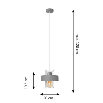 Csillár zsinóron VOLTA 1xE27/60W/230V szürke