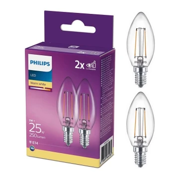 CSOMAG 2x LED Izzó Philips B35 E14/2W/230V 2700K