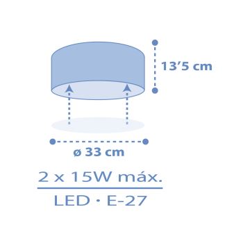 Dalber 42006T - Gyerek mennyezeti lámpa COLOR LIGHT 2xE27/15W/230V kék