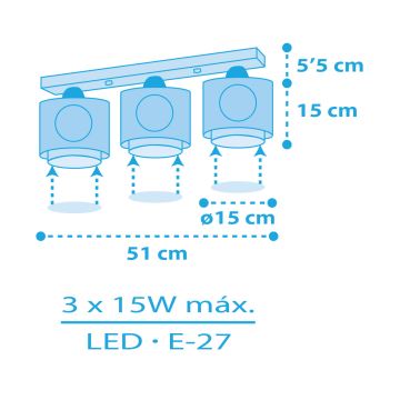 Dalber 60653 - Gyerek mennyezeti lámpa KALÓZ ISLAND 3xE27/15W/230V